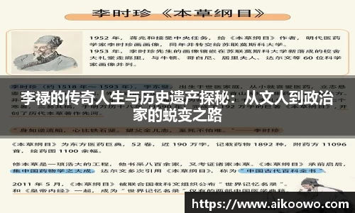李禄的传奇人生与历史遗产探秘：从文人到政治家的蜕变之路